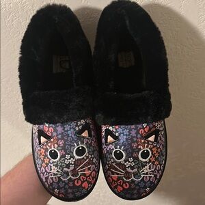 BOBS from Skechers Black Cat Face Slippers